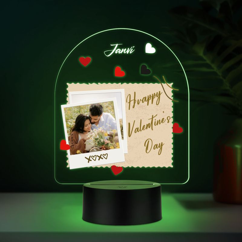 Personalized Happy Valentines Day LED Night Lamp with Automatic Color Changing Light Valentines Day Gift for Boyfriend, Girlfriend, Husband Wife